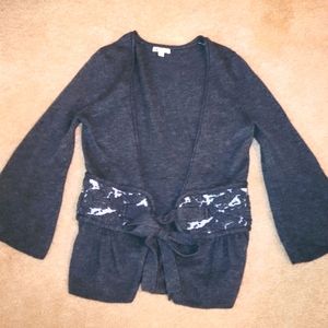 Ruby Moon cardigan sweater with tie waist and peplum